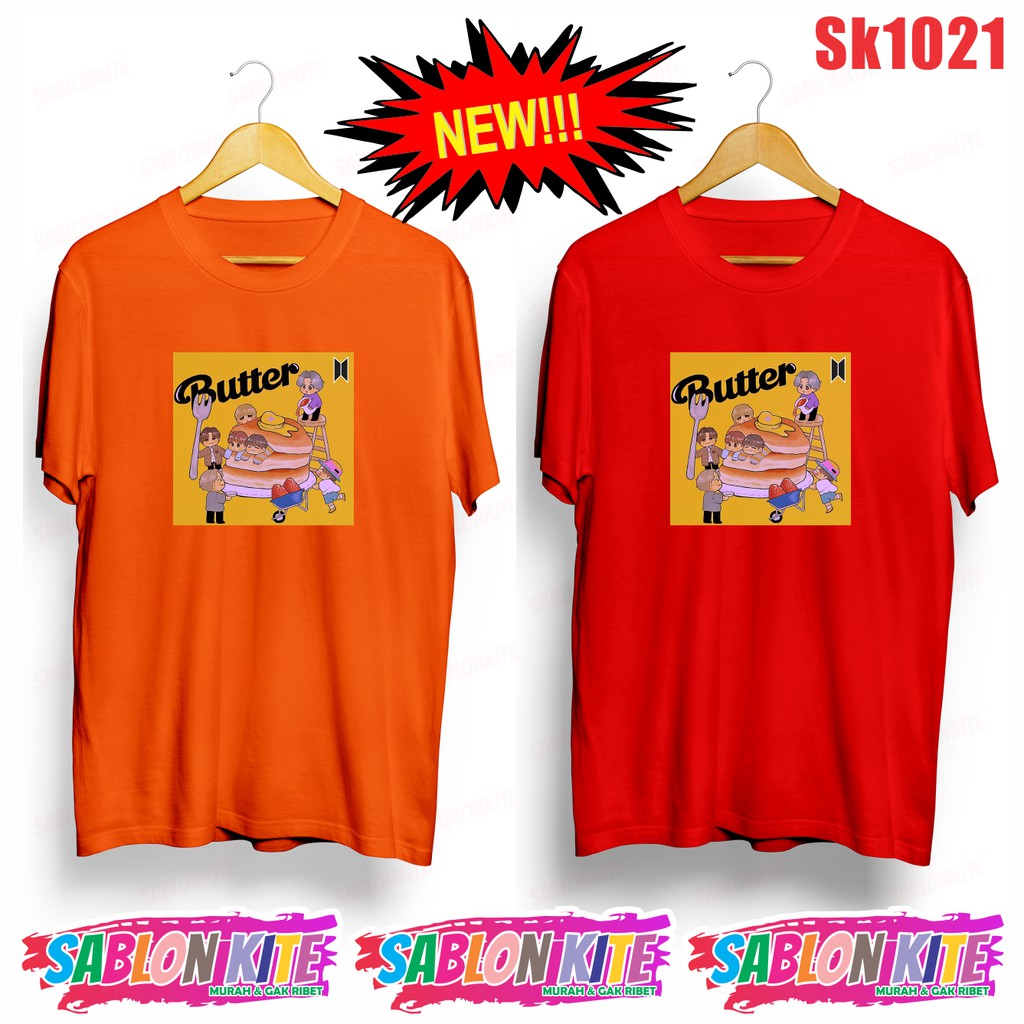 MURAH!!! KAOS KPOP KARTUN BUTTER SK1021 ADA 8 WARNA UNISEX COMBED 30S