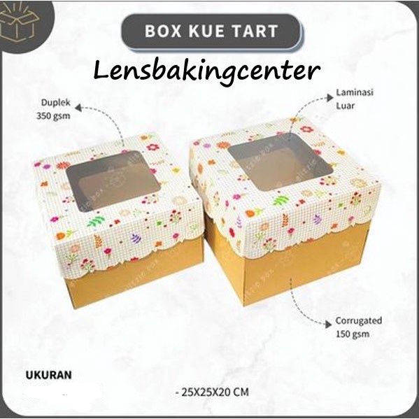 

Dus / Box / Kardus Kue / Cake / Bolu Lapis / Tart Party Corrugated Motif Bunga / Kembang Tutup Mika Tinggi / TRAJA