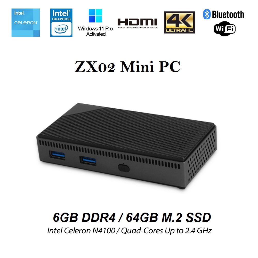 AKN88 - ZX02 Mini Pocket PC - RAM 6GB ROM 64GB - Intel Gemini Lake N4100