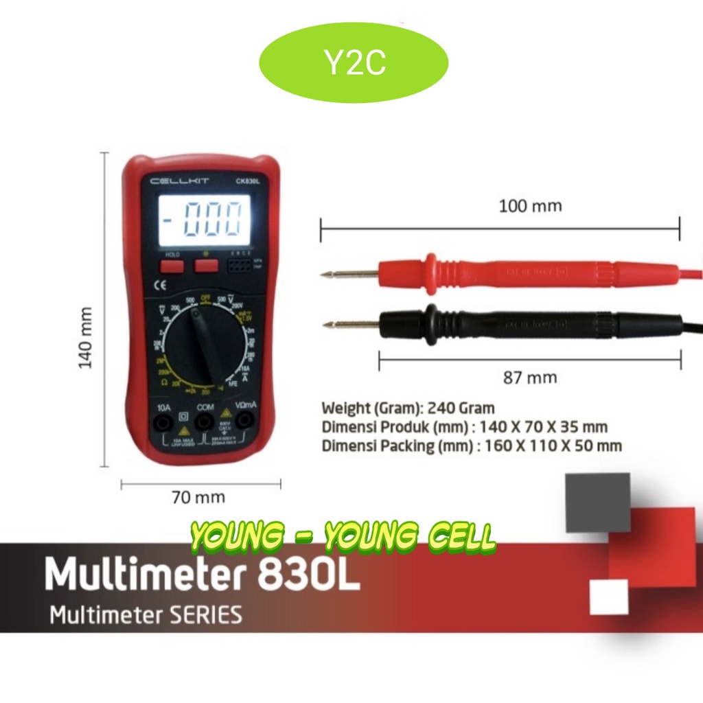 MULTITESTER DIGITAL CELLKIT 830L / AVOMETER / TOOLS / ALAT SERVIS SERVICE HP LENGKAP TERLENGKAP TERMURAH