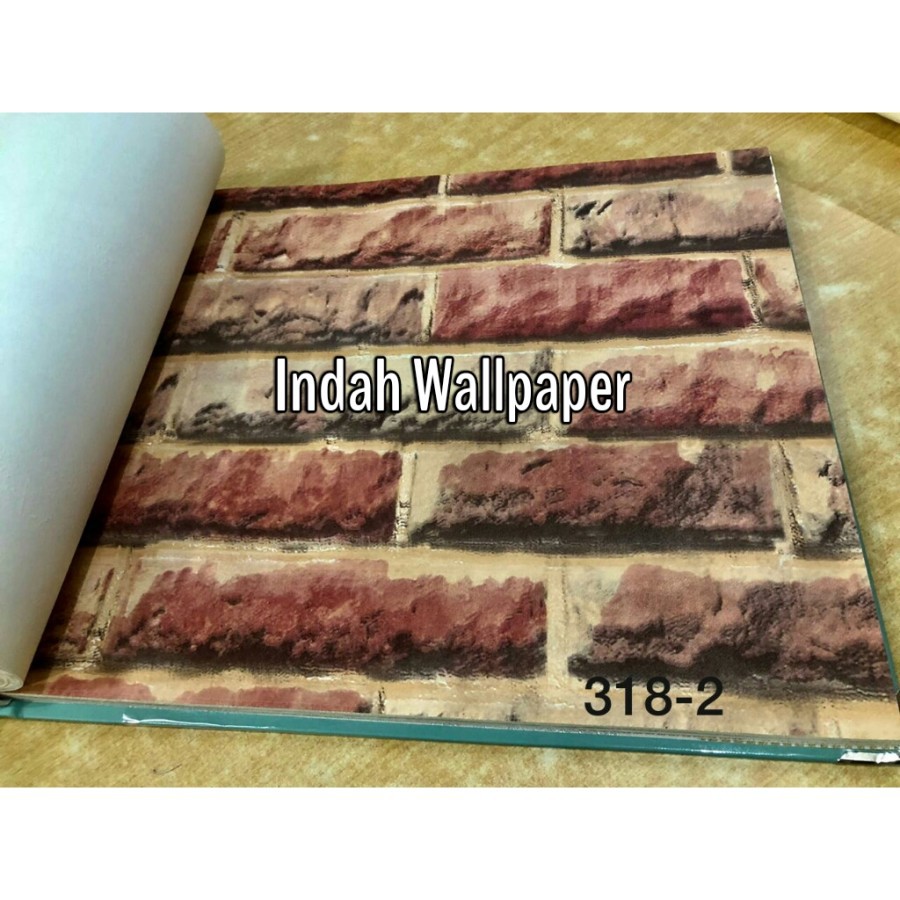Wallpaper Dinding Bata Merah Hitam Putih 3D Davi
