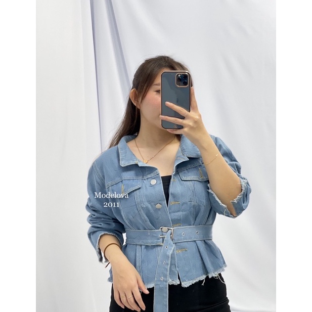 MDLV ~ 2011 SHIRLEY BELTED JEANS JACKET (FREE BELT) / JAKET JEANS CEWEK IMPORT/FASHION IMPORT WANITA