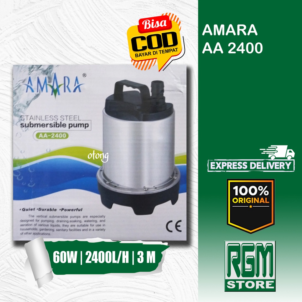 AMARA AA 2400 AA2400 mesin Pompa celup kolam air mancur stainless steel hidroponik