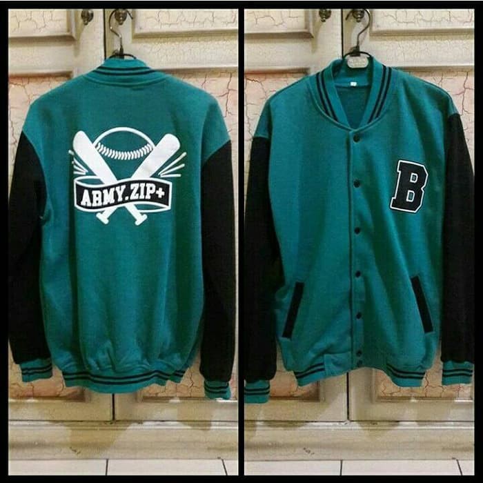 Varsity Bts Army Zip Muster Goods - Jaket Bts Best Quality