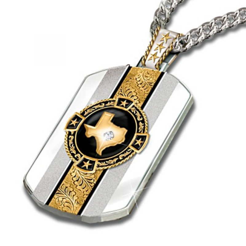 Fashion Pria Texas Map Tag Kalung Liontin / Aksesoris Perhiasan