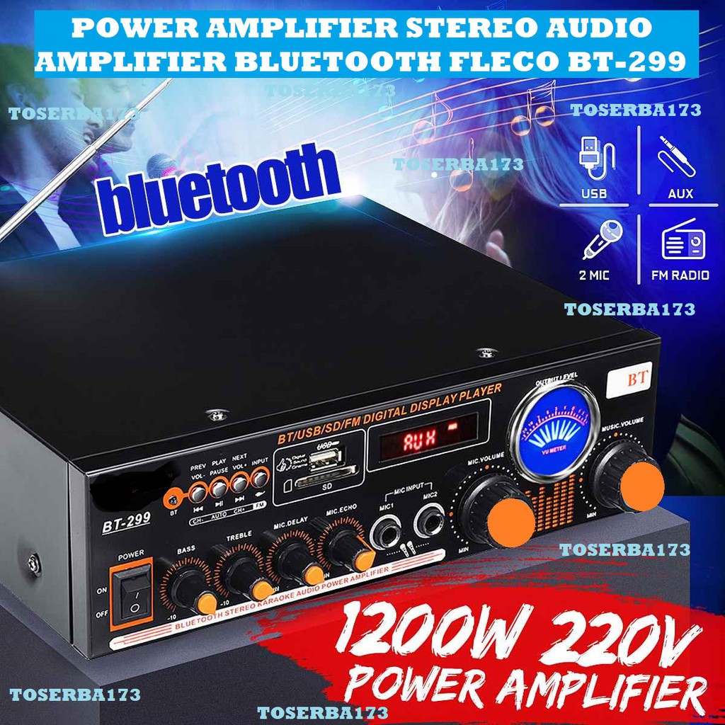 POWER AMPLIFIER BLUETOOTH FLECO BT-299 STEREO AUDIO / AMPLIFIER FLECO / AMPLIFIER KARAOKE WIRELESS