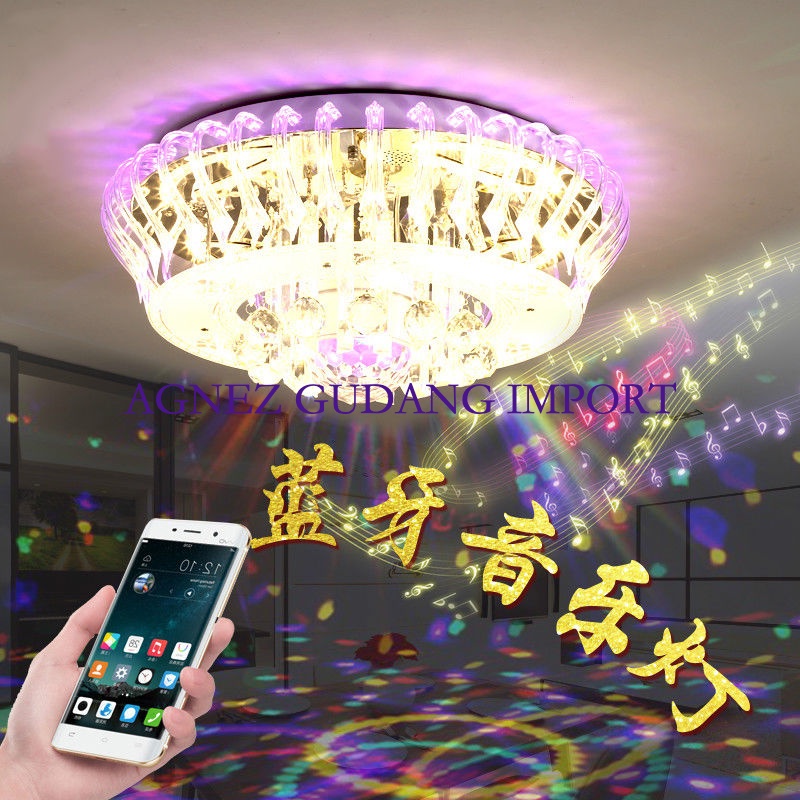 Baru Bluetooth Musik Ruang Tamu Lampu Modern Rumah Kristal Langit Lampu LED