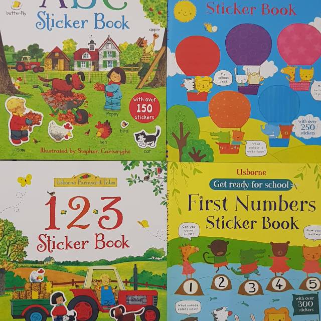 

Stiker book Usborne / animal stiker / First number / ABC stiker / Color stiker