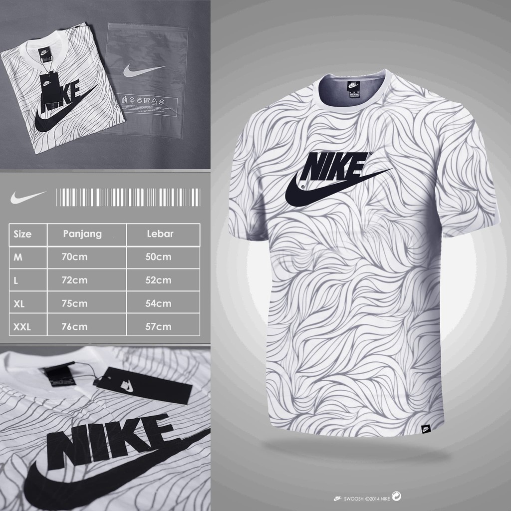 BAJU CASUAL FORMAL  - KAOS NIKE PREMIUM MURAH BERKUALITAS / T-SHIRT SPORT GRADE ORIGINAL - Putih, M