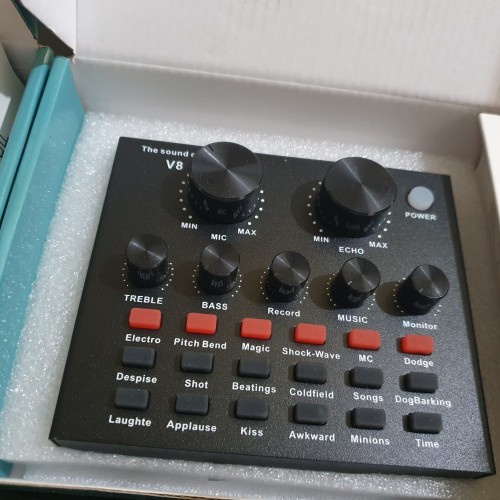 NVsport USB Soundcard V8 Original Mixer Audio Mini Sound Card Untuk Live Broadcast Microphone Headset HP PC Mac-5