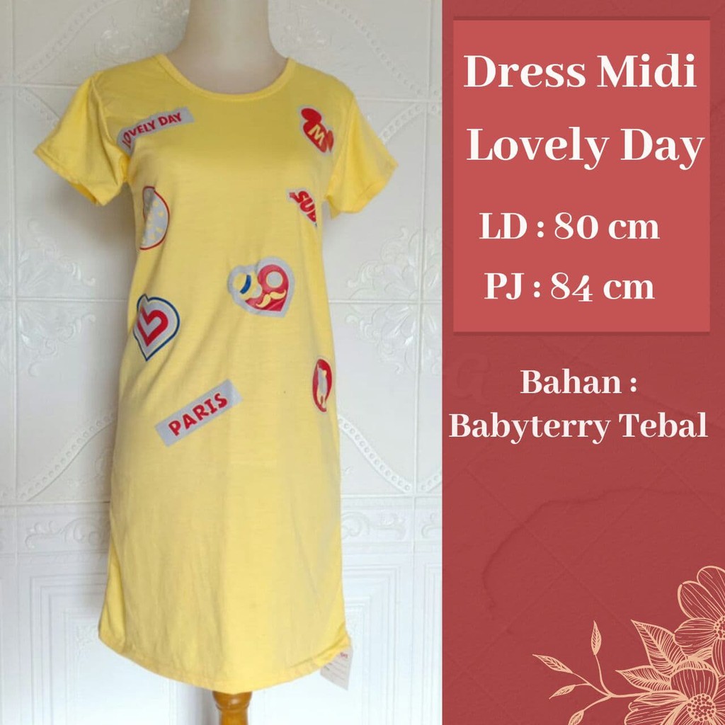 Dress Midi Casual Pendek  Kaos Babyterry