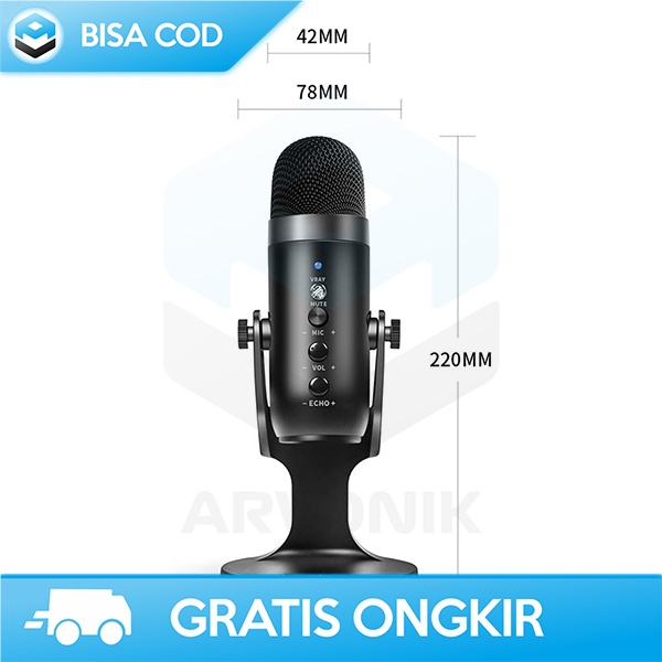 MICROPHONE KONDENSOR STAND MIC REKAMAN ICREATIVE USB TYPE C 3.5MM PLUG