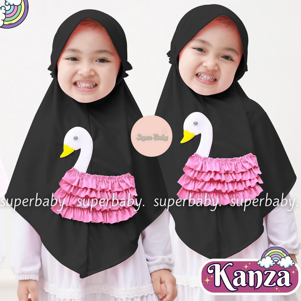 Hijab Anak Tk-Sd Karakter Kanza Bebek Kriwil Usia 4-7 Thn Jersey Balon / Hijab Anak Tali Karet / Hij
