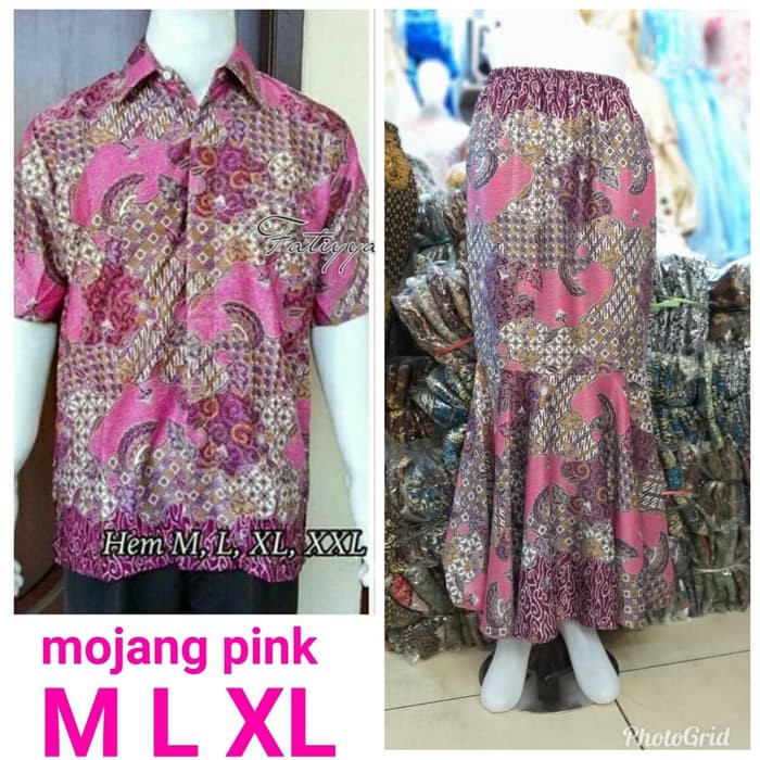 set couple rok duyung &amp; kemeja batik lengan pendek