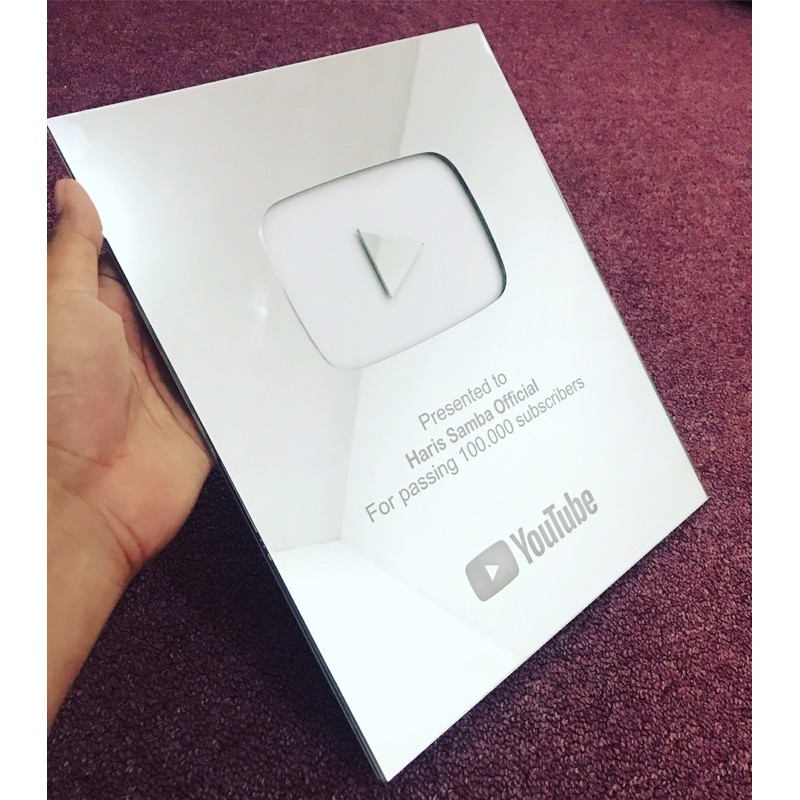 Play Button Youtube Bahan Akrilik Silver