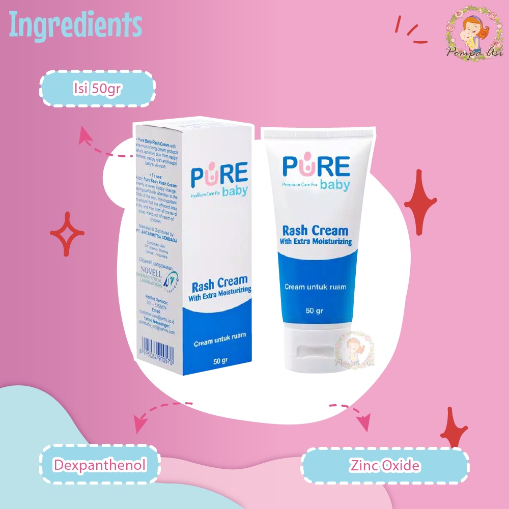 Pure Baby Rash Cream 50gr Krim Anti Ruam Dan Iritasi Bayi PureBB Pure Baby By Mallpompaasi