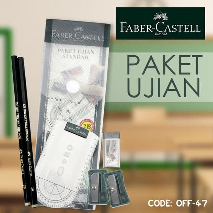 PAKET UJIAN STANDARD FABER CASTELL pensil penghapus penggaris 2B