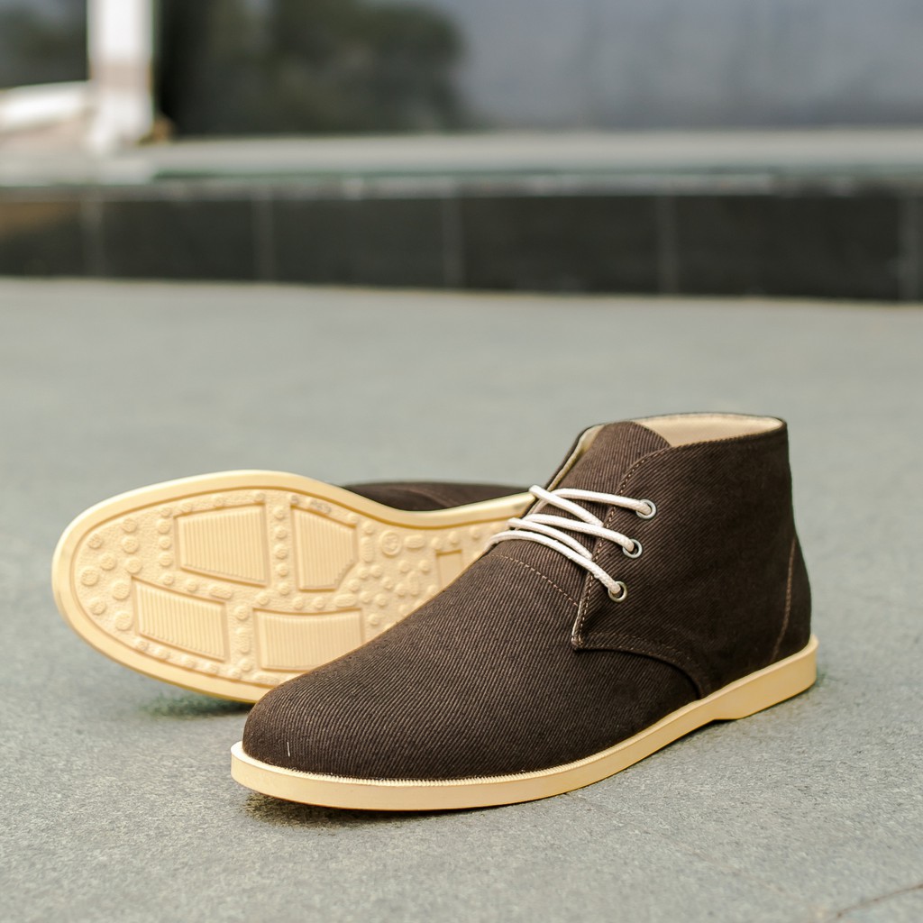 ELVRA Footwear - Sepatu Pria Sepatu Sneakers Sepatu Kasual Casual Sepatu Kanvas Canvas - Aston Brown Cream