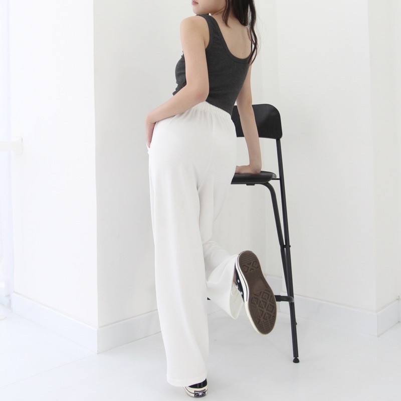 BAE PANTS / Celana Highwaist Kulot Panjang Wanita / Loose Cullote Pants / Baby Terry Trousers