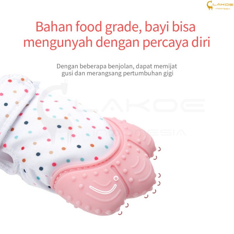 Sarung Tangan Gigitan Bayi/ Baby Mitten Teether / SNI BPA-FREE + Tas Pouch Penyimpan