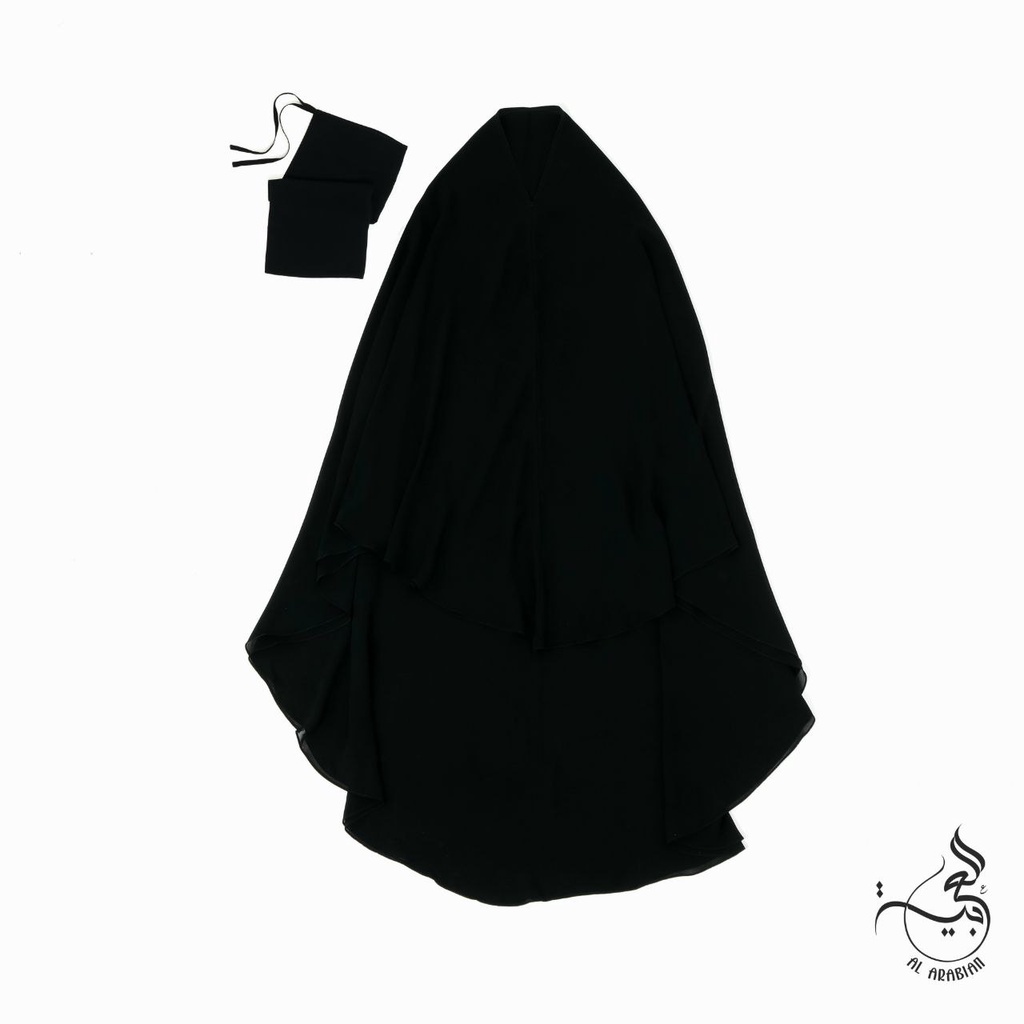 EXCLUSIVE KHIMAR DOUBLE LAYER by AL ARABIAN klambieakhwat BISA COD | jilbab 2 layer bahan silky siffon chiffon warna hitam jetblack