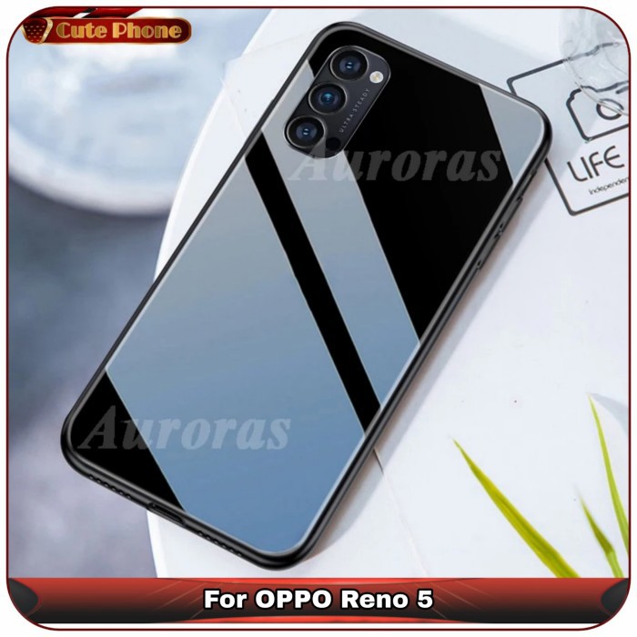 Casing Hard Soft Case OPPO Reno 5 Reno5 Tempered Glass Case Softcase