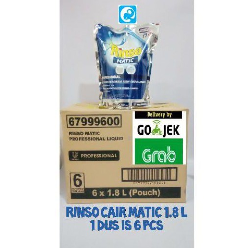 Detergen cair Rinso matic 1.65 Liter perdus isi 6 pcs / 2 jerigen 4.5 liter order  khusus grab dan g