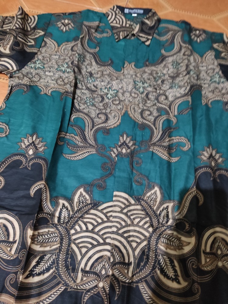 Hem Batik Pria Motif Bunga Lotus Ukuran M L Xl Warna Merah Biru Hijau Promo