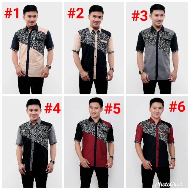 Baju batik pria hem kolo btik kombinasi Batik Pekalongan seragam batik kerja kantor lurik modern