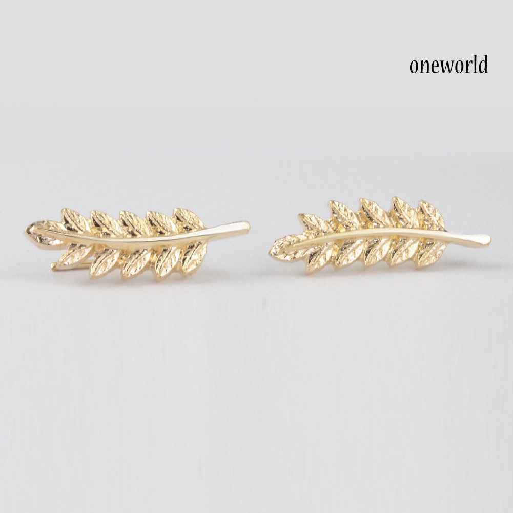 OW@ Fashion Women Party Jewelry Decor Elegant Plant Leaf Pattern Sweep Earrings