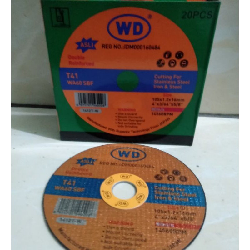 Grosir Harga 1 Pak Isi 20 Batu Potong Wd / Batu Ptg Wd 4 Inch / Batu Gerinda Potong Murah