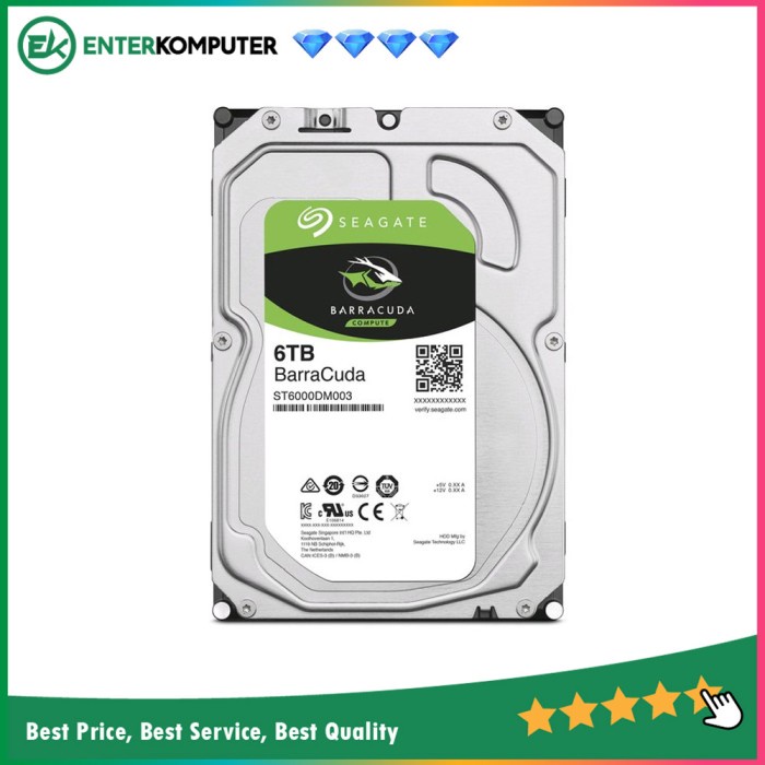 Seagate 6TB SATA3 - BarraCuda Series / HDD 6TB