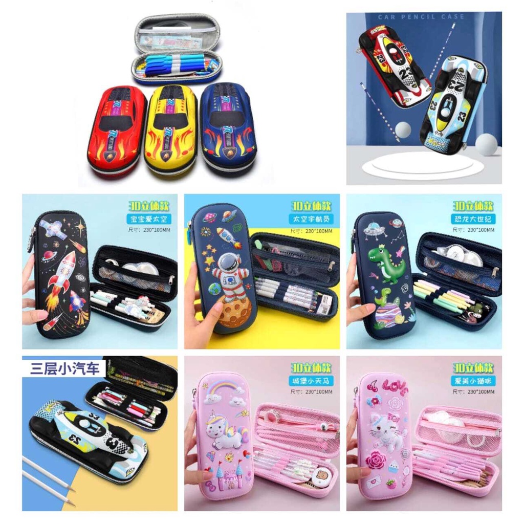 ( zwq ) Kotak Pensil 3D Anak Sekolah TK SD, Pencil Case 3D Bahan EVA