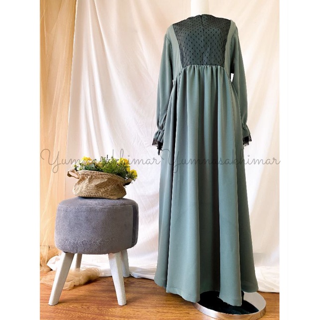 Gamis Syafira [Ready stock/ PO] Marzan anti UV kombinasi tile dot