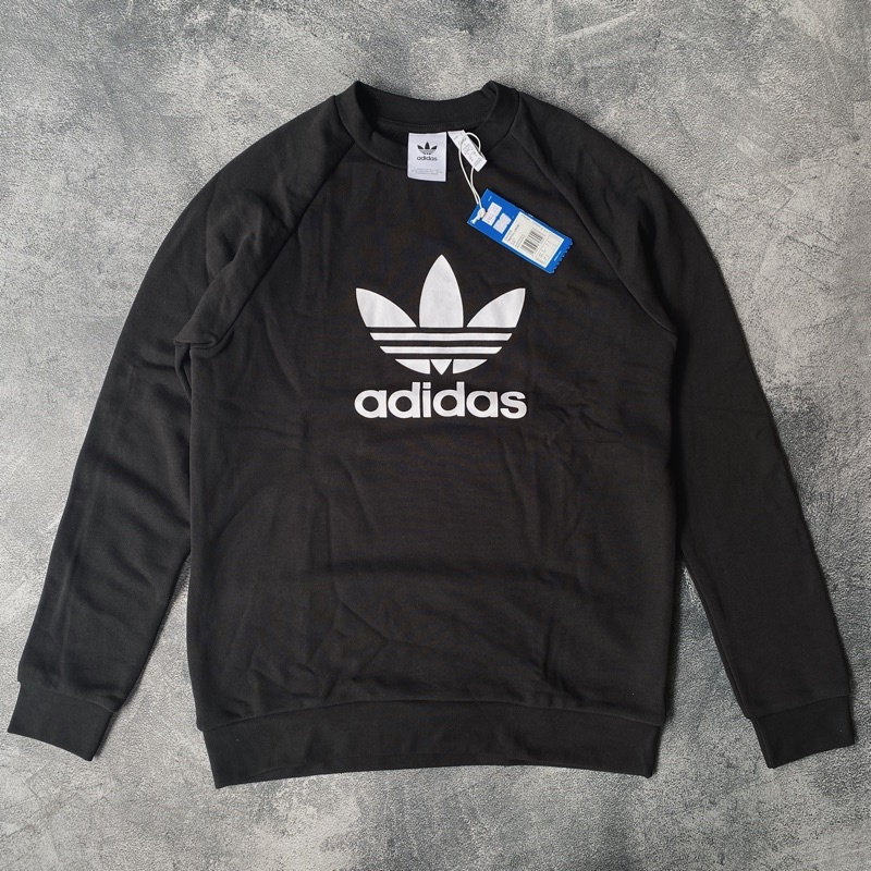 crewneck adidas originals trefoil black