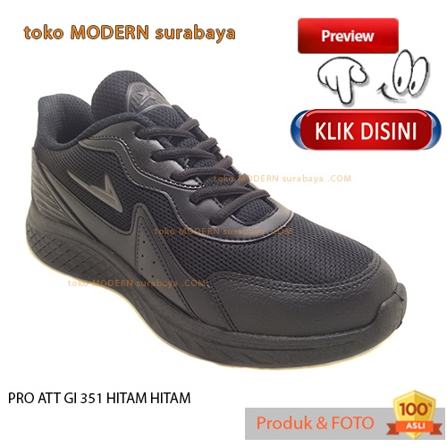 Sepatu pria sekolah sepatu sneakers tali PRO ATT GI 351 HITAM HITAM