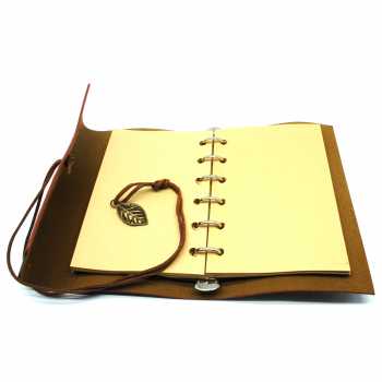 Buku Catatan Binder Kulit Retro Leaf Kertas A5 / Buku Diary Aesthetic Catatan Binder Cover Kulit Retro Leaf Kertas A5 / Buku Harian Vintage Warna Coklat Buku Harian Aesthetic / Journaling Kit Aesthetic Book Model Tua Jadul Jadoel Old School Kertas Polos