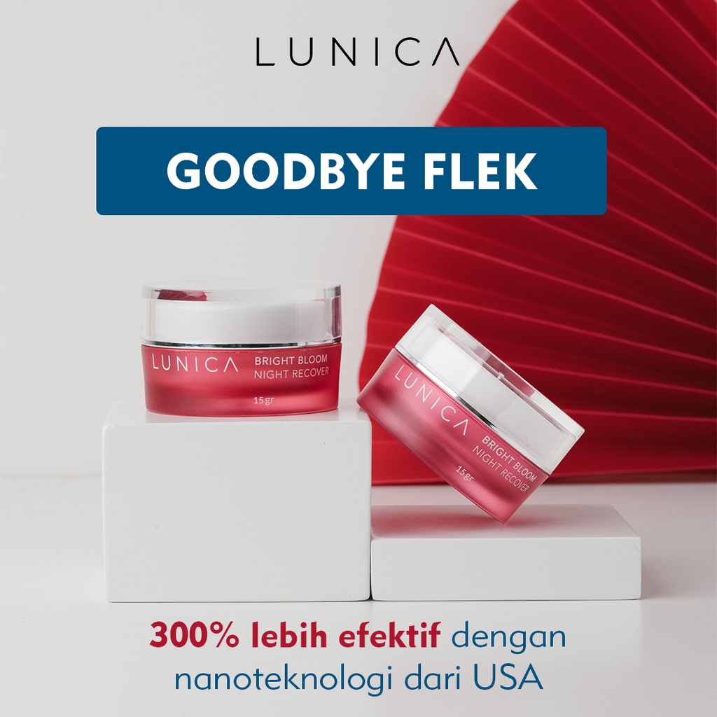 Advanced Nano Cream LUNICA Bright Bloom - Night Recover Menghilangkan Flek Hitam, Melasma, Bekas Jerawat Night Cream BPOM Krim Malam Pemutih Wajah Penghilang Flek Hitam Glowing Ampuh