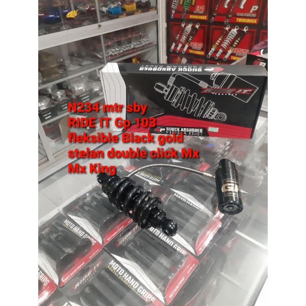 Shock monoshock tabung RIDE IT GP 103 Fleksible Black Gold stelan double click Mx Mx King