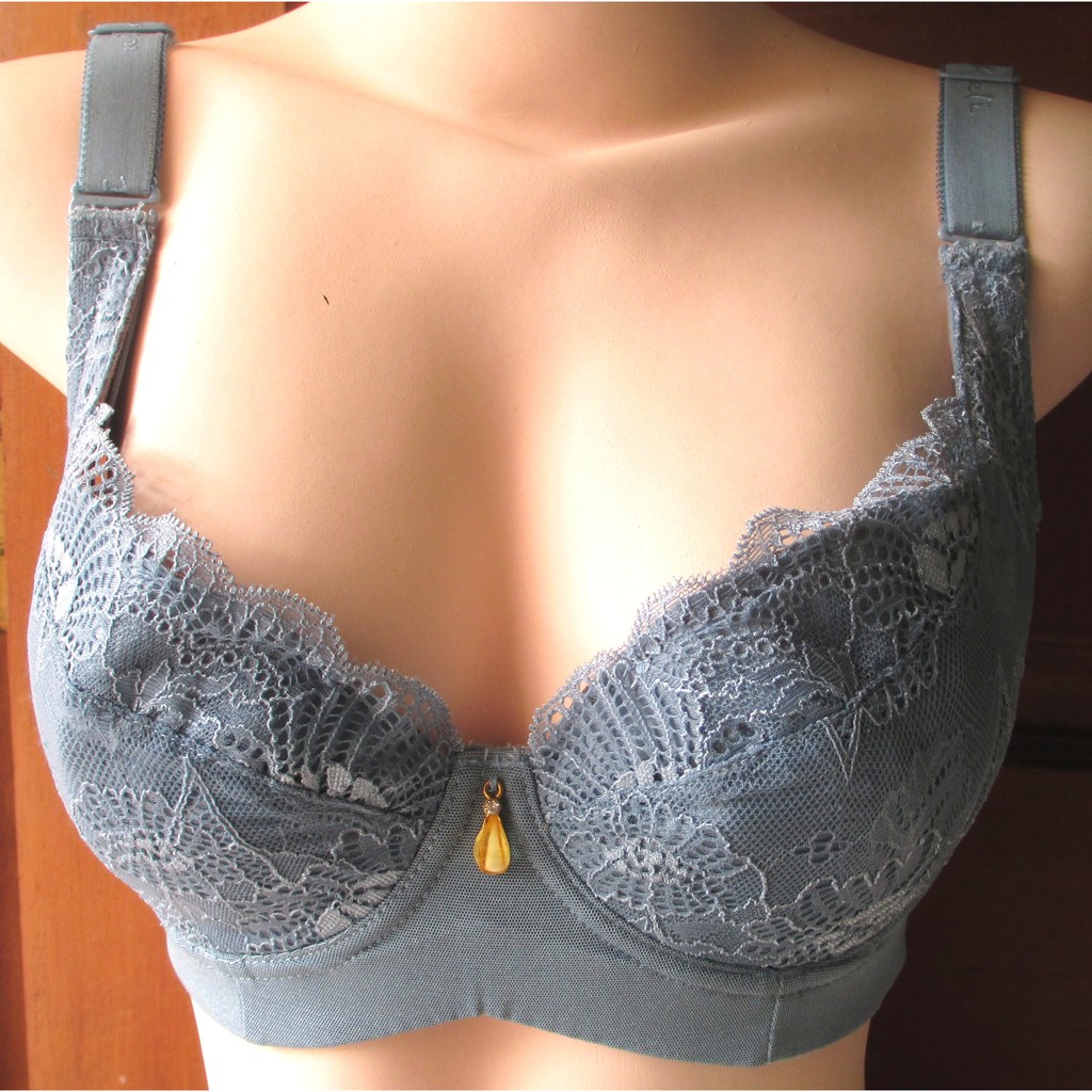 Bra Berkawat Tanpa Busa - Big Size - Bra Amo's Style Biru Kelabu