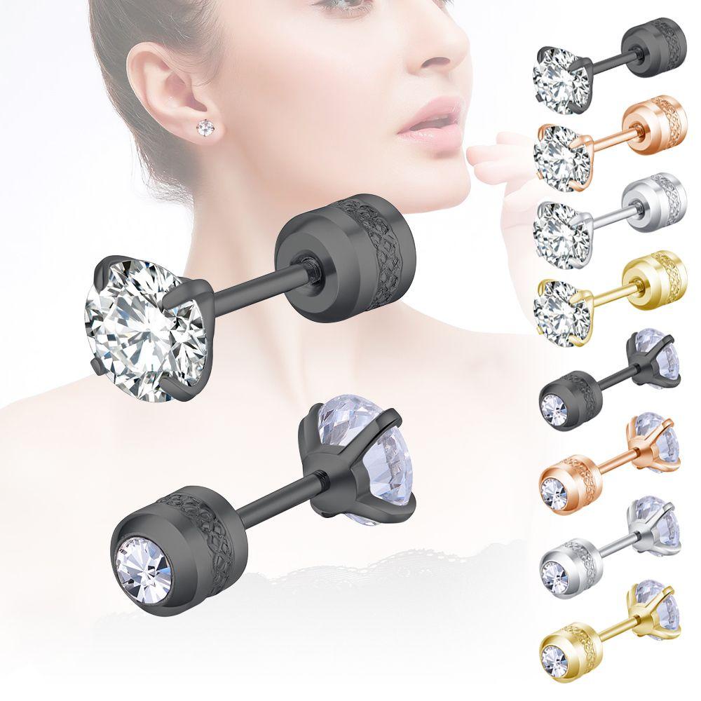 Preva 2~6mm Anting Stud Hadiah Ulang Tahun Kecil Stainless Steel Hypoallergenic Berlian Cubic Zirconia