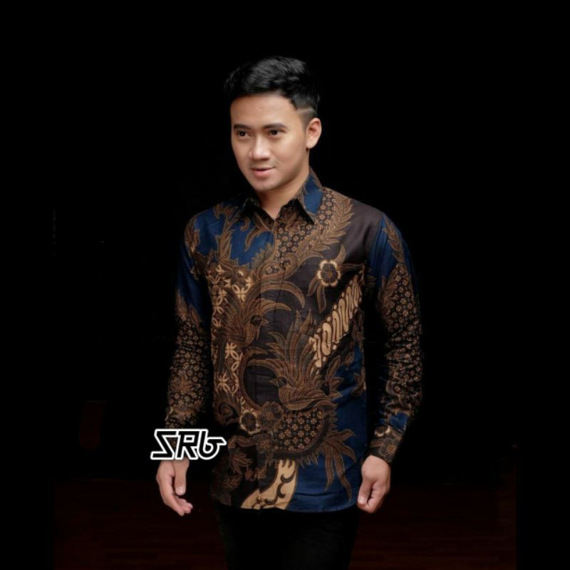 Agrapana Baju Batik Pria Lengan Panjang Batik Premium Modern Rajata size M L XL XXL-Mahesa biru