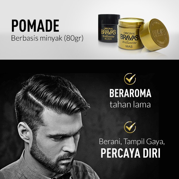 Bravas Pomade Original 80gr/Pomade Bravas Brilliantine black/Executive/Mas/Line Blue 80gr