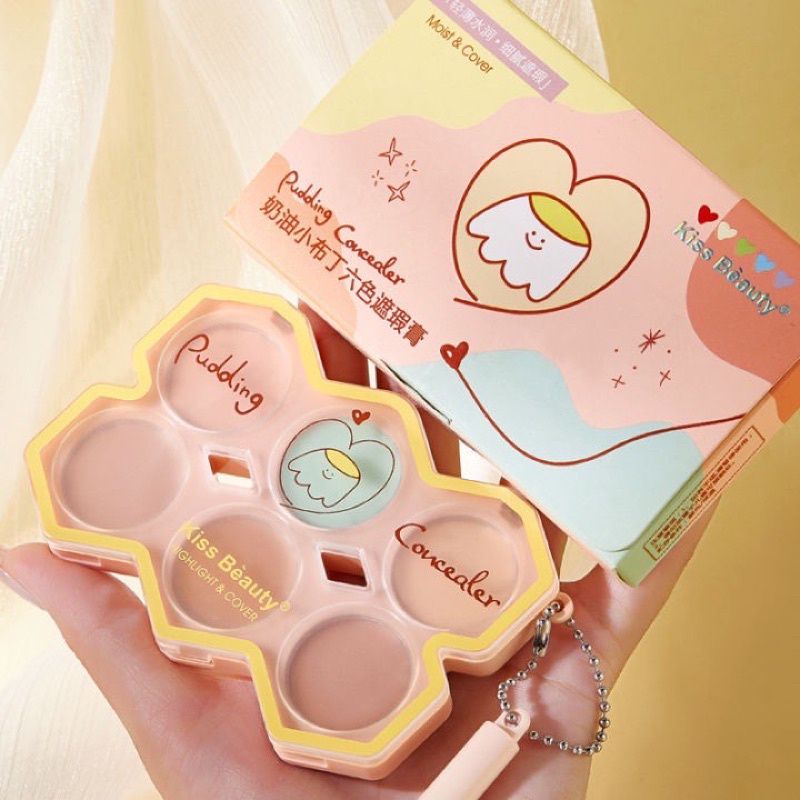 PROMO!!!CONCEALER PUDDING 6 WARNA+APLIKATOR KISS BEAUTY 23110