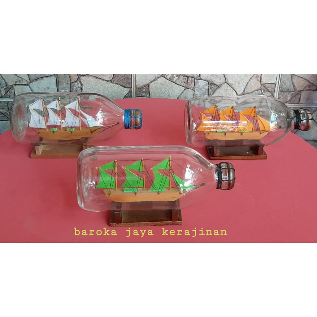 MINIATUR PERAHU BOTOL BESAR  8X10X19