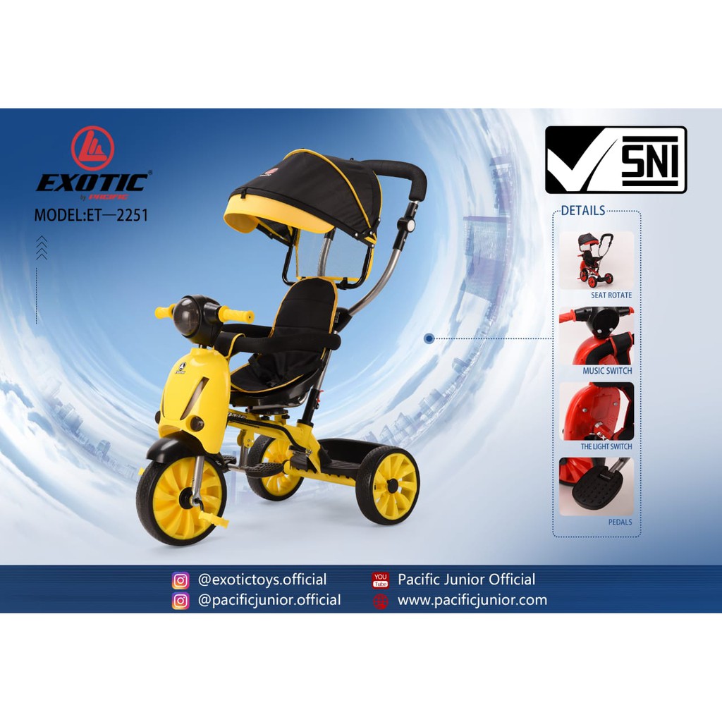 Tricycle Exotic ET 2251 Kereta Dorong Anak Bayi Model Motor ET2251 Baby Stroller Dorongan Anak Bayi Sepeda Anak Roda Tiga 3 ET1265 ET 1265 ET1263 ET 1263 ET1267 ET 1267 ET1268 ET 1268 AT7705 AT 7705 AT7702 AT 7702 AT7711 AT 7711 AT7713 AT 7713