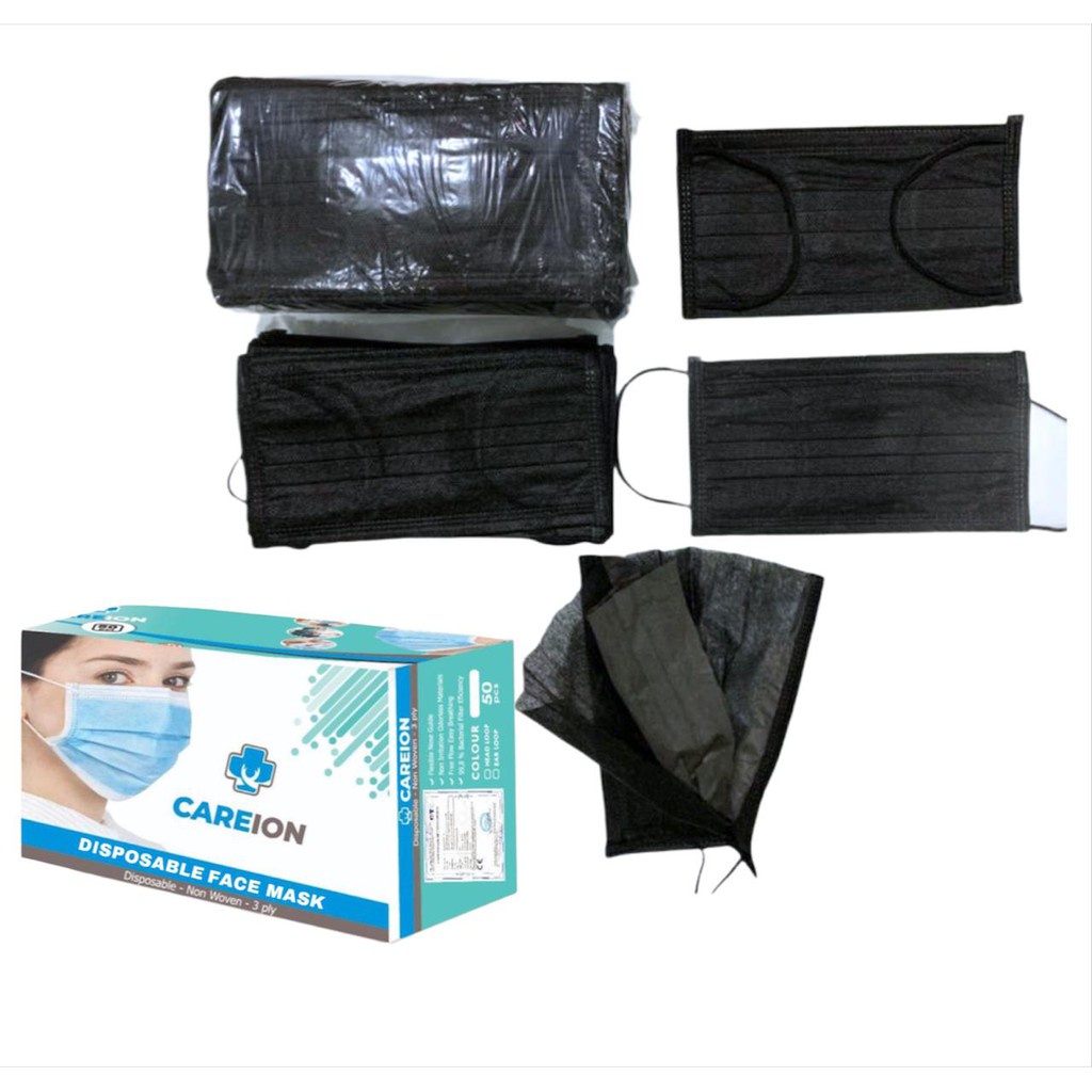 MASKER 3PLY / MASKER 3 PLY / MASKER HITAM - 50