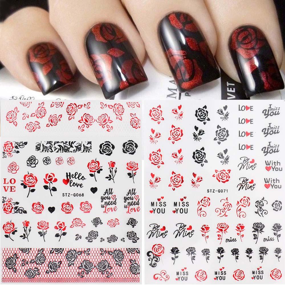 Mxbeauty Stiker Nail Art Romantis decal sticker Love Rose Hari Valentine