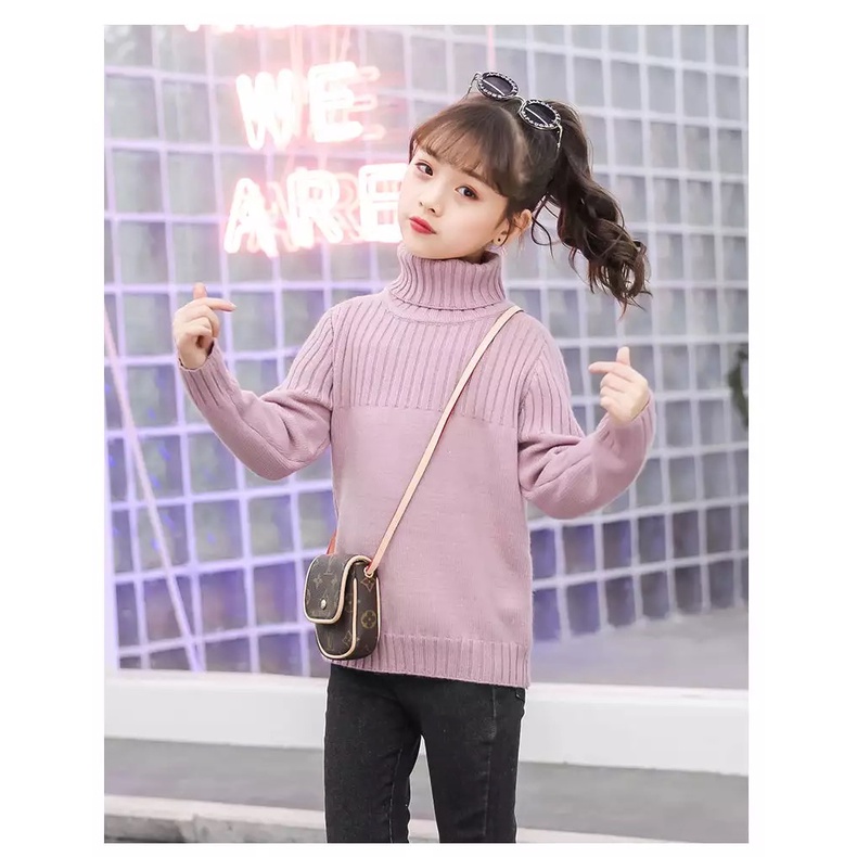 Sweater Turtleneck Anak Rajut Tebal untuk Winter