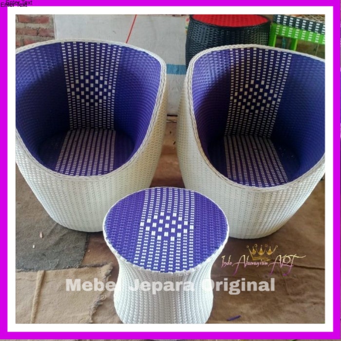 Kursi Santai / Kursi Teras Tamu Unik Bahan Rotan Sintetis Anti Karat